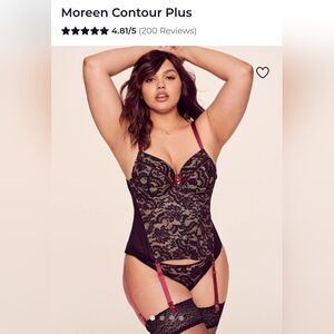 New Adore Me 'Moreen' Black and Red Lace Bustier Set
